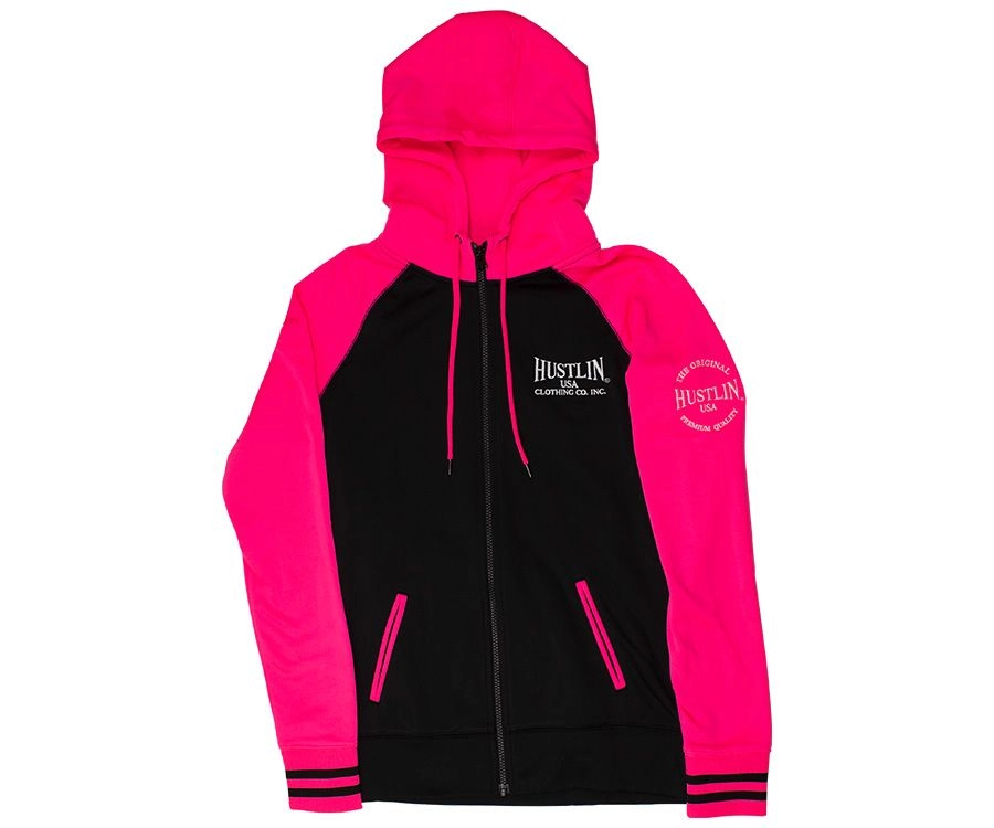 Hustlin USA Women's Pink Zip Up Hoodie 3 Hustlin USA Women's Pink Zip Up Hoodie