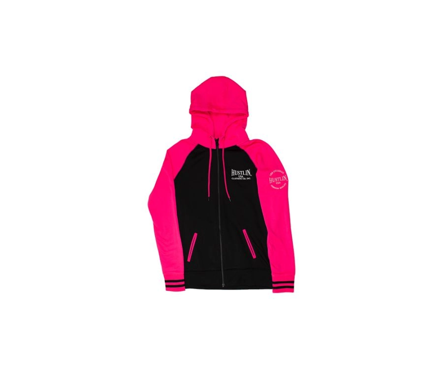 Hustlin USA Women's Pink Zip Up Hoodie 4 Hustlin USA Women's Pink Zip Up Hoodie - Image 2