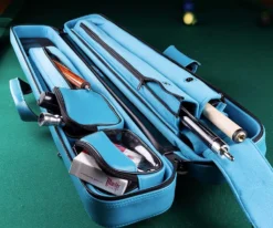 Molinari 2 Butt 4 Shaft Black/Cyan Hybrid Cue Case -Billiard Equipment Store mlcf24 01 3
