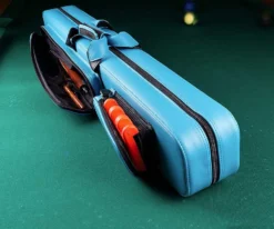 Molinari 2 Butt 4 Shaft Cyan/Black Flat Cue Case -Billiard Equipment Store mlcf24 02 1