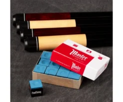 Economy Two-Piece Pool Cue Bundle (4 House Cues Set) 16 Economy Two-Piece Pool Cue Bundle (4 House Cues Set) -Billiard Equipment Store pdeco group chalk